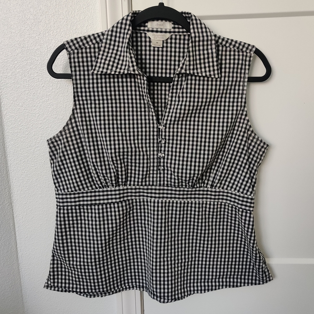 Black Gingham Sleeveless Top